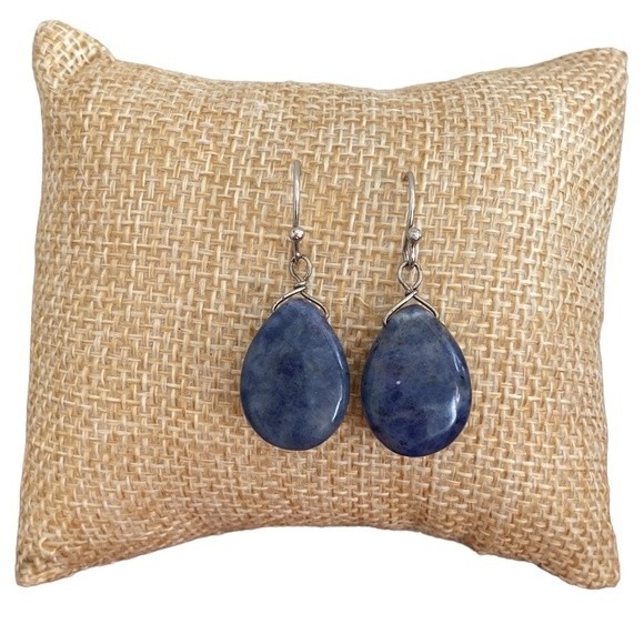 Ati Sterling Silver & Sodalite Teardrop Dangle Earrings